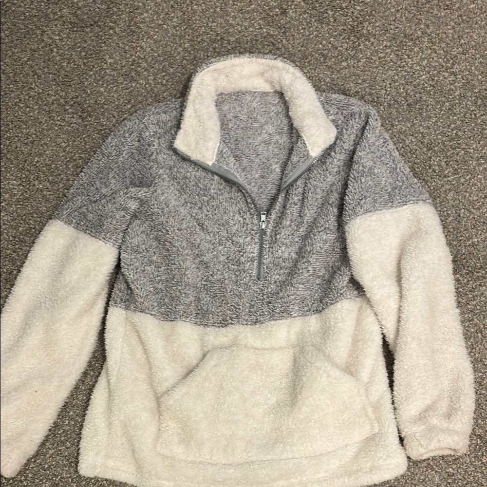 Womens Two Tone Soft Quarter Zip Shirpa
